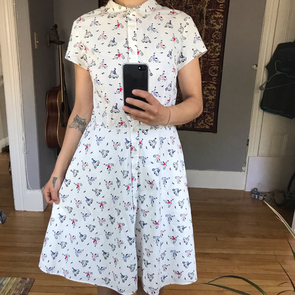 Midi Button up White dress SIZE 6